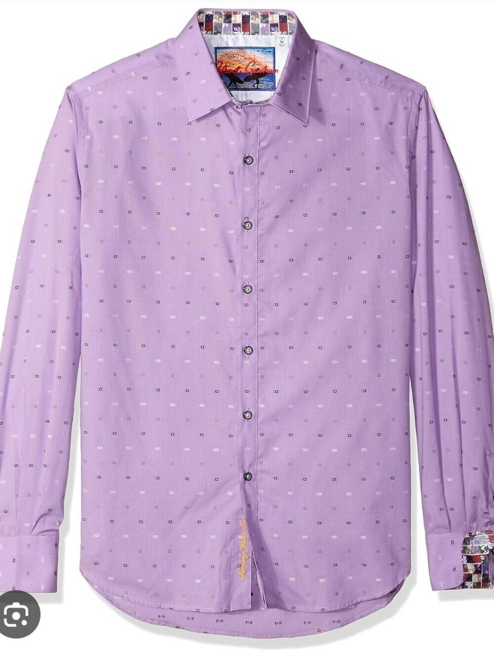 Robert Graham Lavender Square-Print Long-Sleeve Dress Shirt